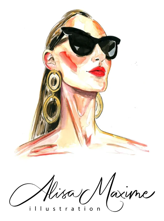 Alisa Maxime illustration - a fashion sketch of a woman in sunglasses